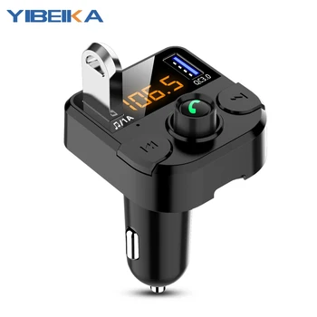 

YIBEIKA Quick Charge 5.0 Car Charger for Phone FM Transmitter Bluetooth Car Kit Audio MP3 Player Fast Dual USB Car Phone Charger