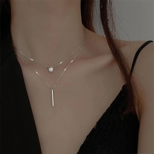 Amazon.com: Sterling Silver Solitaire choker necklace, Simple Tarnish Free  Small Diamond Pendant Cute Necklace for Women, Adjustable 16 inch - 19 inch  (Silver) : Handmade Products