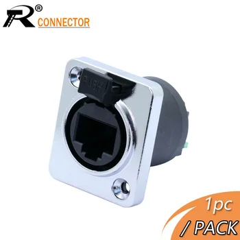 

1pc RJ45 Module plug socket screw type waterproof connector panel mount metal ethernet PCB Network connector