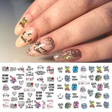 1 vel Brief Decals Nail Art Sticker Black Rose Bloem Lijn Ontwerp Water Transfer Sliders Manicure Polish Folie LABN1237-1242(China)