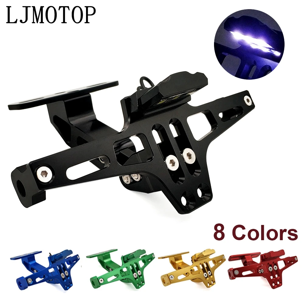 

Motorcycle License Plate Frame Holder Adjustable Angle + LED Light CNC For Ducati HYPERMOTARD 1100 400 MONSTER 620 MONSTER