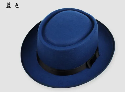 Синий Новинка, Мужская Шляпа Fedora для мужчин и женщин, шляпа-пирожок, Сейлор боатер, Шляпа Fedora Trilby Sunhat, Панама - Цвет: Синий