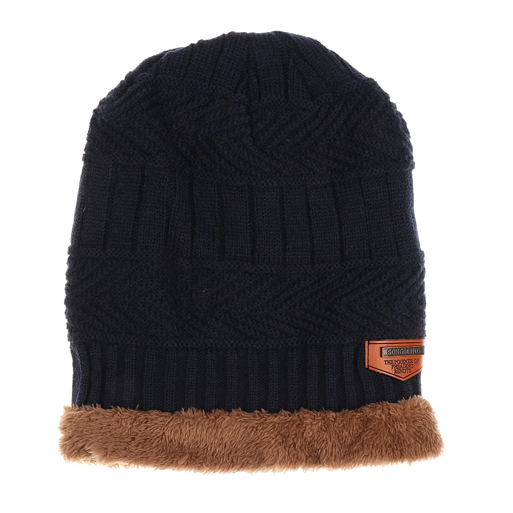 2PCS Men's Women's 2 Sided Beanie Winter Warm Knit Ski Knitted Scarf Hat Windproof Couple Hat Slouchy Hats with Pom Scarves