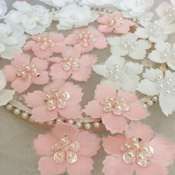 

20-50Pieces/Pack Multicolor 3D Beaded Lace Flower Wedding Headdress Bag Clothes Decoration Handmade Diy Accessories RS2766