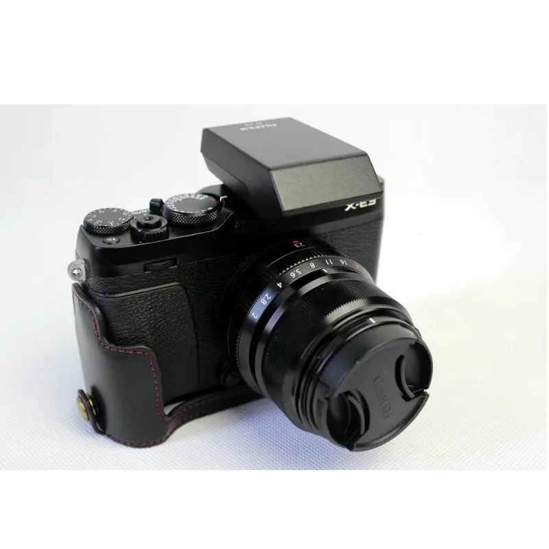Чехол-сумка из искусственной кожи для камеры Fujifilm FUJI XE3 X-E3, крышка на половину корпуса, цвет черный, коричневый