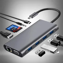 Hub usb para multi usb 3.0 adaptador usb doca para macbook pro acessórios tipo c 3.1 divisor 3 porto portátil docking station vga hdmi