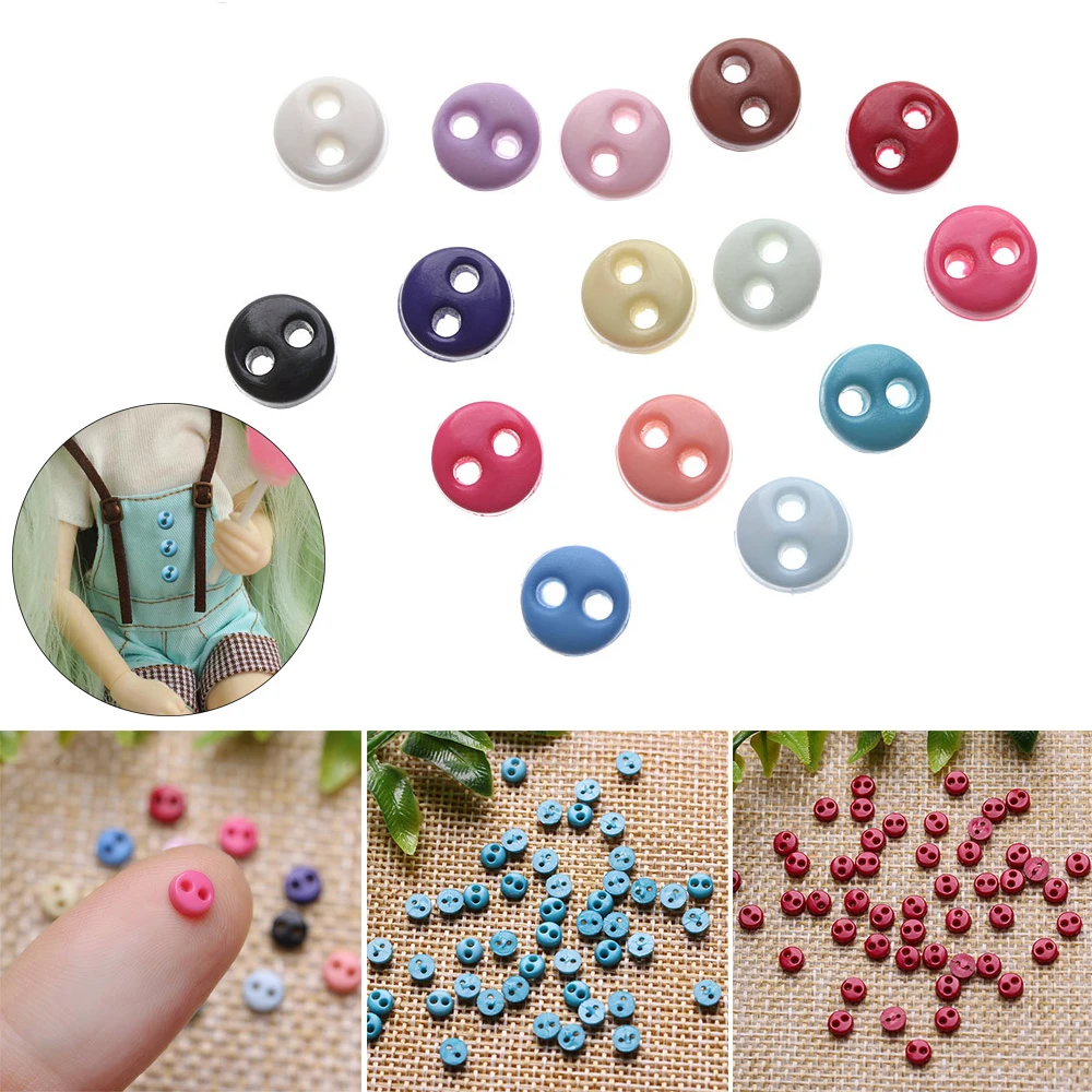 

50pcs 4mm Handmade DIY Doll Clothes Mini Buttons Plastic Buckles Round Candy Color Buttons For Doll Clothes Accessories Girl Gif