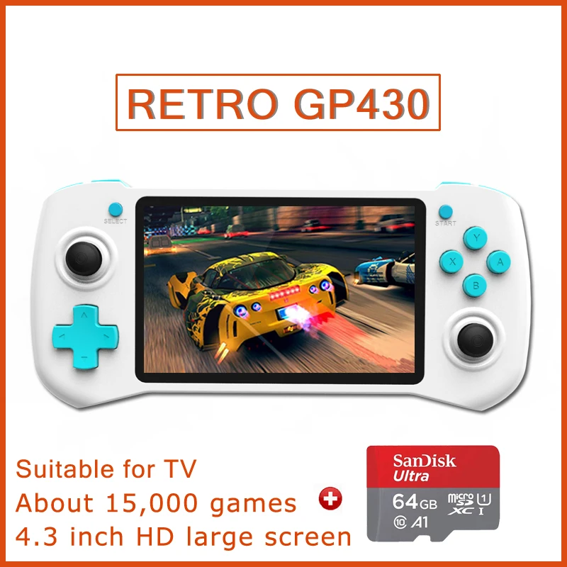 

Pre-sale GP430 New Game Console 4.3 Inch IPS Screen For PS1/PSP/N64 Retro Handheld Game Player 64G 15000+ Games Support TV Video