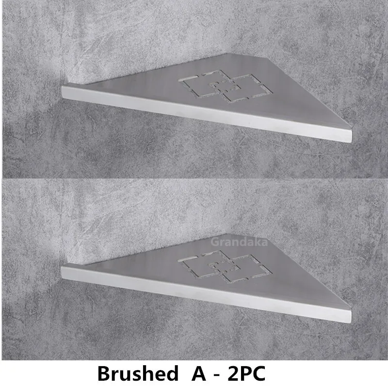 Brushed A -2pc Ванная Кухня угловые полки черный 304 нержавеющая сталь настенная полка душ Шампунь косметическое ХРАНЕНИЕ Аксессуары для ванной комнаты - Цвет: Brushed A -2pc