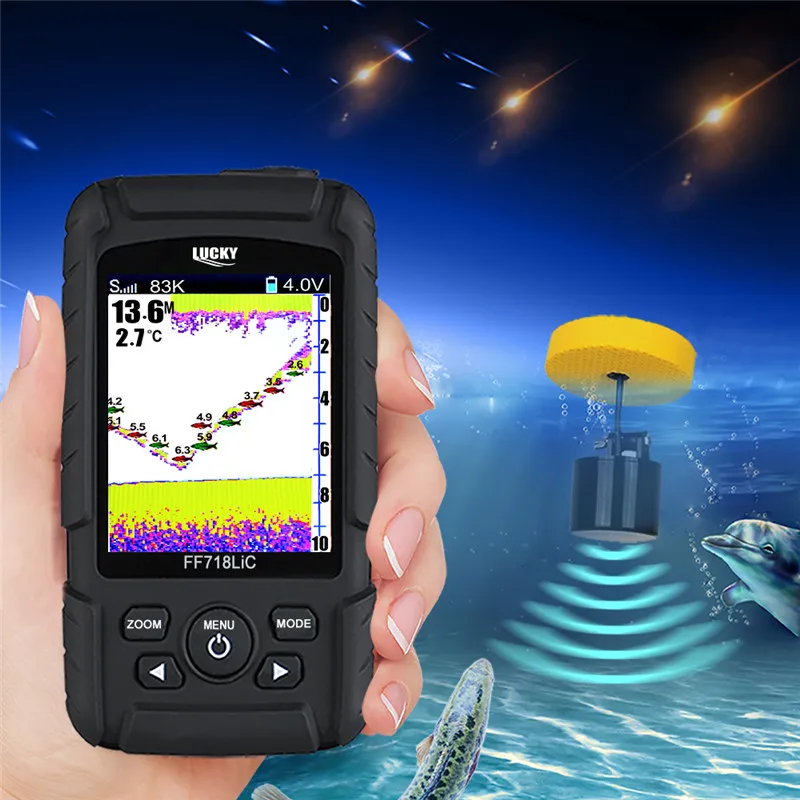 Русскоязычное меню! LUCKY FF718LiCD-T 2," цветной lcd Портативный рыболокатор 200 кГц/83 кГц двойной звуковой Локатор частота 328ft