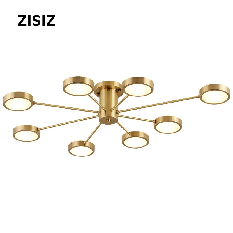Lampara techo Nordic Modern Copper LED Ceiling Lamp Designer Living Room Decoration Hanglamp Study Bedroom Hanging Lights