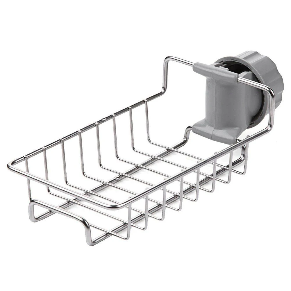 Kitchen Sink Faucet Drain Rack Sponge Soap Cloth Storage Organizer Holder Shelf MDJ998 - Цвет: Silver