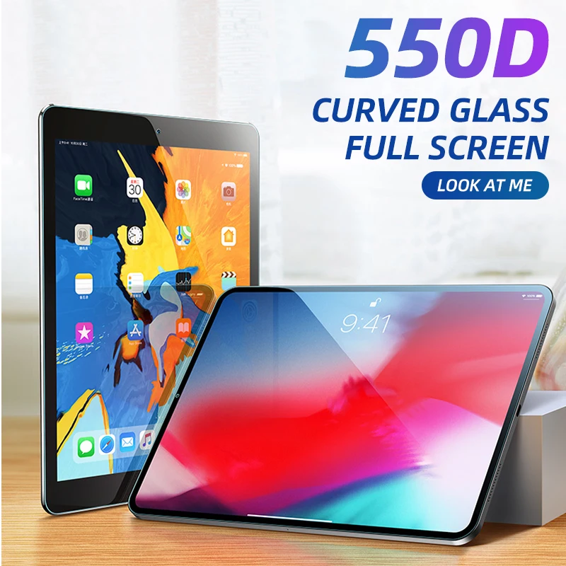 

550D Curved Screen Protector For iPad Pro 11 10.5 Tempered Glass For iPad 9.7 2019 2017 2018 9.7 Air 1 2 3 mini 4 5 2 3 4 Film