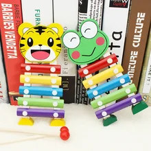 Children Early Childhood Educational Toy Wooden Cartoon Five-Tone Knock Piano Music ENLIGHTEN Percussion Instrument CHILDREN'S M