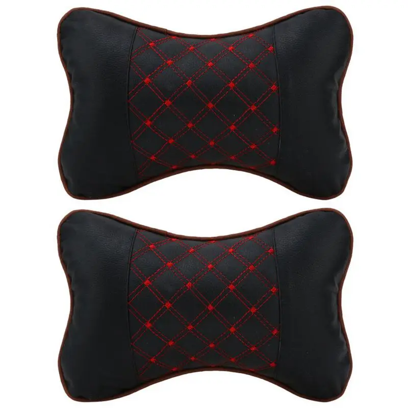 

2 Pcs Leather PP Cotton Car Headrest Neck Pillow Auto Seat Cover Head Neck Rest Cushion Headrest Pillow Car Styling Accessaries