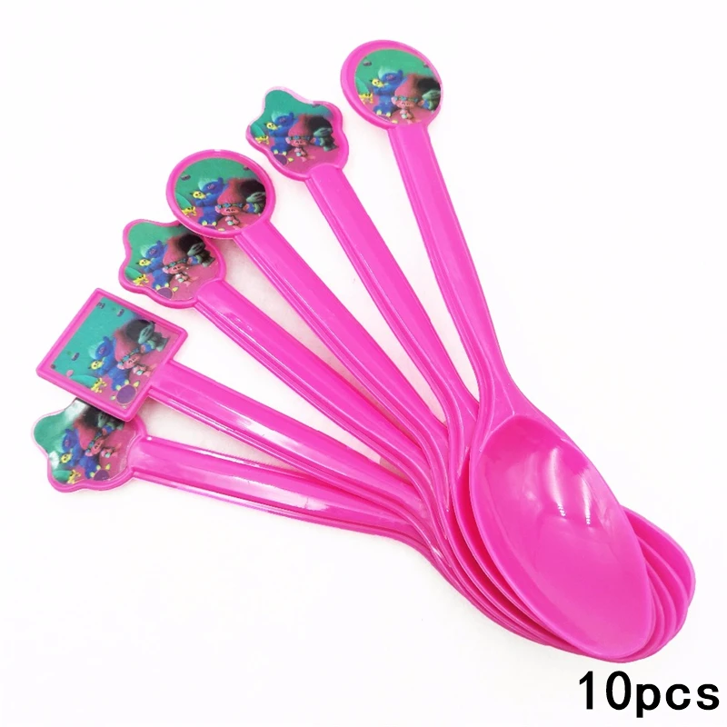 10pc Spoon 108 см* 180 см вечерние принадлежности тролли скатерти сувениры для детей день рождения украшение тематика "Тролли" на день рождения вечерние темы - Цвет: 10pc Spoon