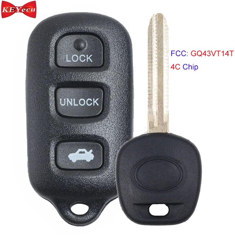 KEYECU для Toyota Camry 2002 Solara 2002-2003 дистанционный автомобильный брелок FCC ID: GQ43VT14T 4C Чип