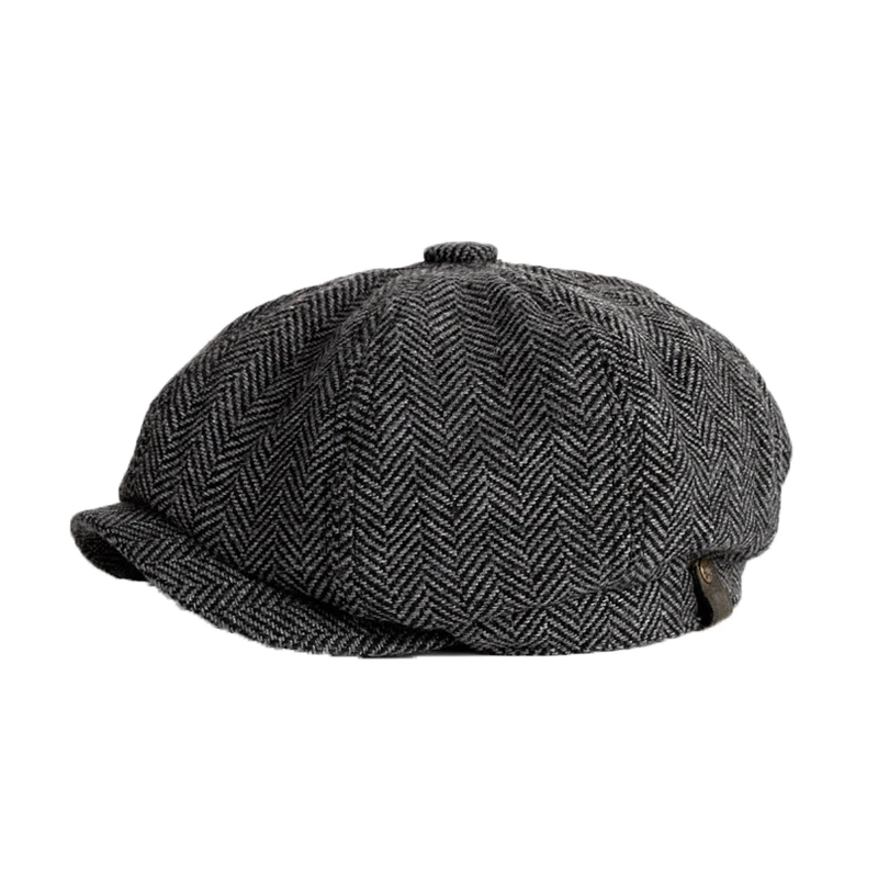 beret hat male 4Colors Men Berets Retro Artificial Wool Herringbone Tweed Newsboy Hat Tweed Blend Casual Flat Cap Shelby Father Hat For Boys mens winter beret