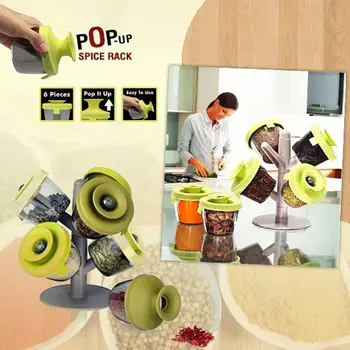

6pcs Seasoning Jar Spice Jar Seasoning Tree Shape Stand Pop Up Spice Rack Condiment Cruet Storage Box Convenient Kitchen Tools