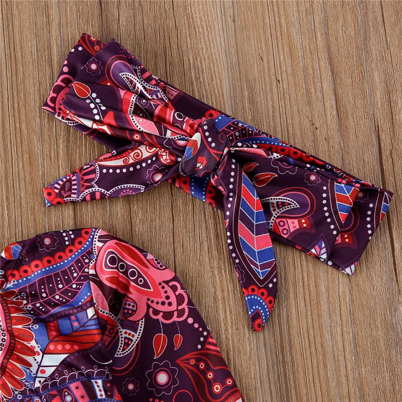 Pudcoco/боди для новорожденных девочек; одежда с цветочным рисунком; комбинезон с длинными рукавами+ гетры+ повязка на голову; комплект повседневной одежды