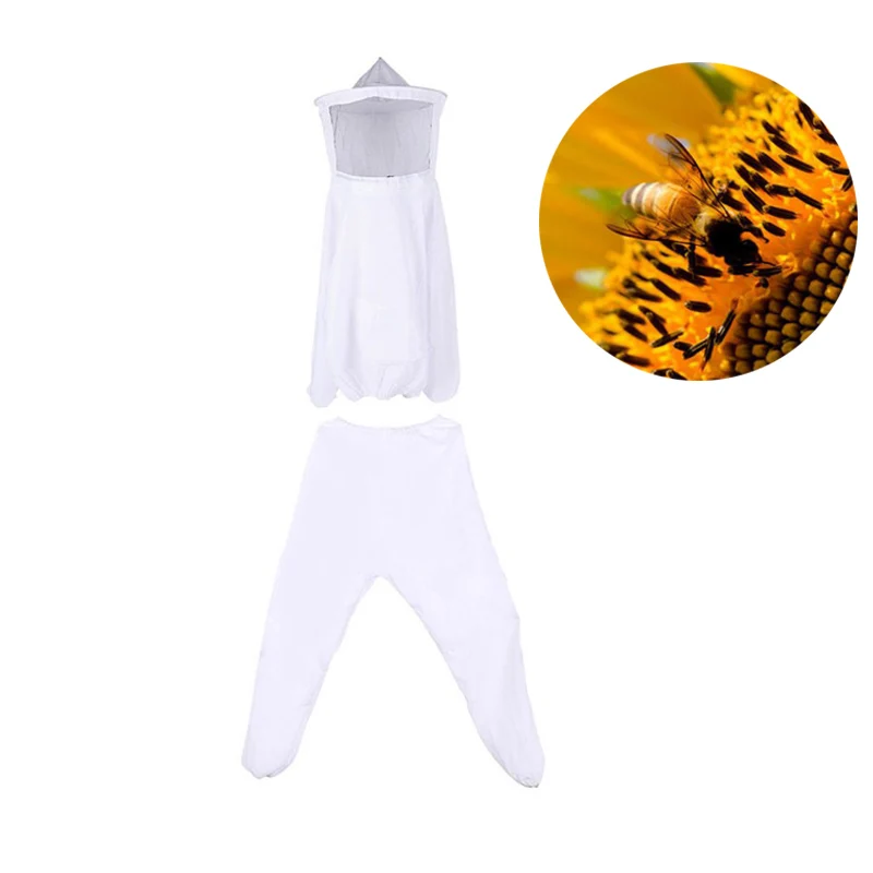 

White Split Bee Safe Beekeeping Suit Top And Pant Defend Bee Keeping Gloves Safety Working Protective Clothing