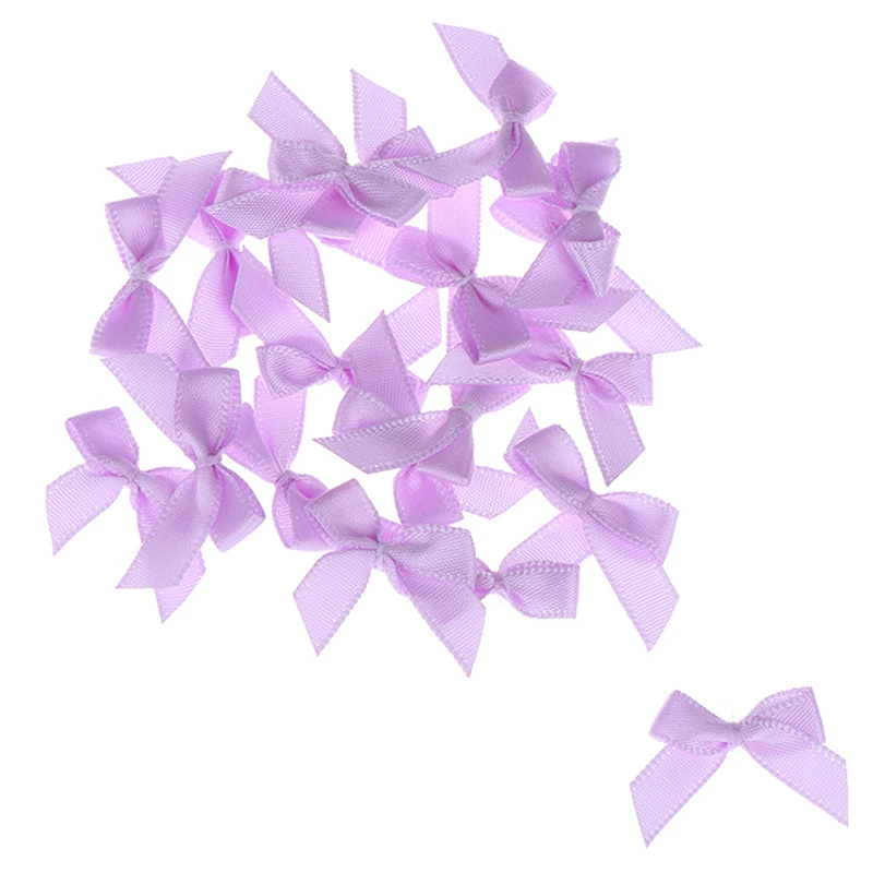 20 шт ручной работы маленький размер полиэстер атласная лента Бант Цветок 5 цветов DIY ремесло украшение - Цвет: Фиолетовый