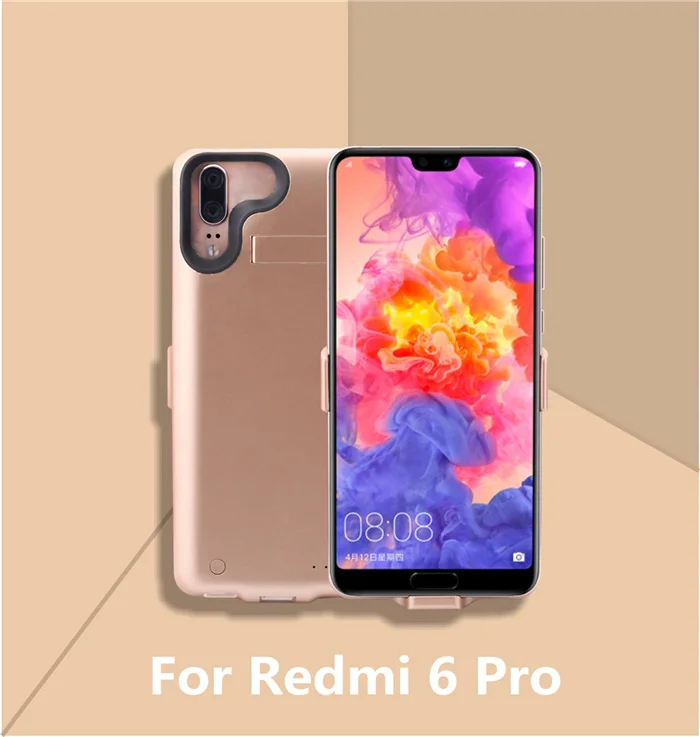 6000 мАч зарядное устройство чехол для Xiaomi Redmi 6 Pro резервного питания банк зарядки чехол для Redmi 6 внешний контейнер для аккумуляторных батарей - Цвет: Gold For 6 Pro