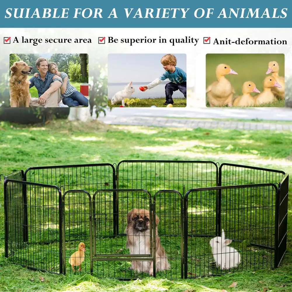 8 Panel Metal Dog Cage Playpen for Rabbits Guineas Cats Pet Puppy Training Whelping Cage Crate Run Enclosure Silver 8 Panel Metal Dog Cage Playpen for Rabbits Guineas Cats Pet Puppy Training Whelping Cage Crate Run Enclosure Silver