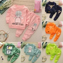 Одежда для маленьких девочек Лидер продаж года, осенне-зимний костюм для мальчиков и девочек одежда с длинными рукавами и круглым вырезом От 2 до 6 лет футболка и штаны для малышей