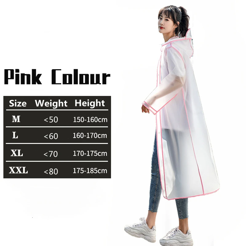 Fashion Women Transparent EVA Clear Raincoat Man Travel Waterproof Rainwear Adult Poncho Outdoor Rain Coat Long Raincoat waterproof raincoat