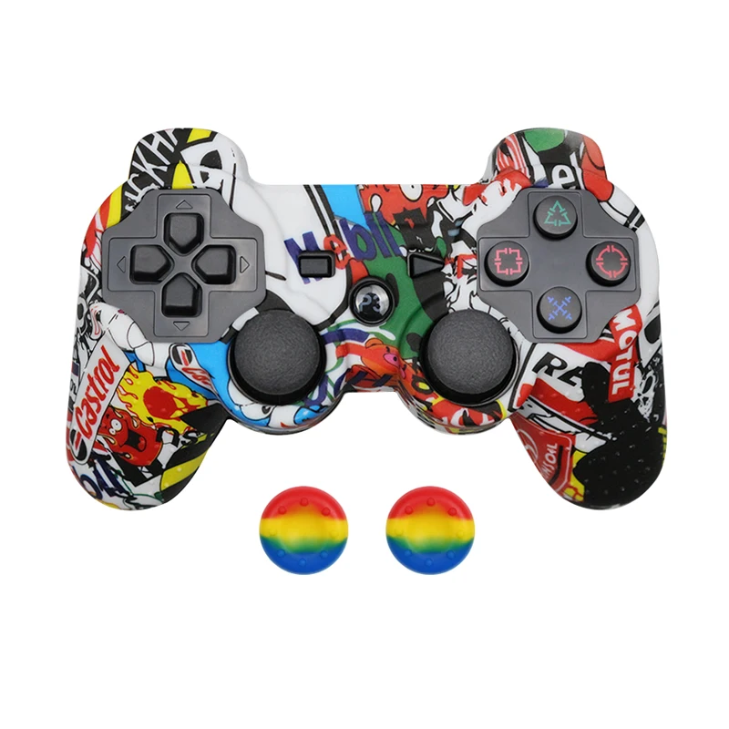 Силиконовый защитный чехол накладка для PS3 контроллер гелевый с джойстиком 2