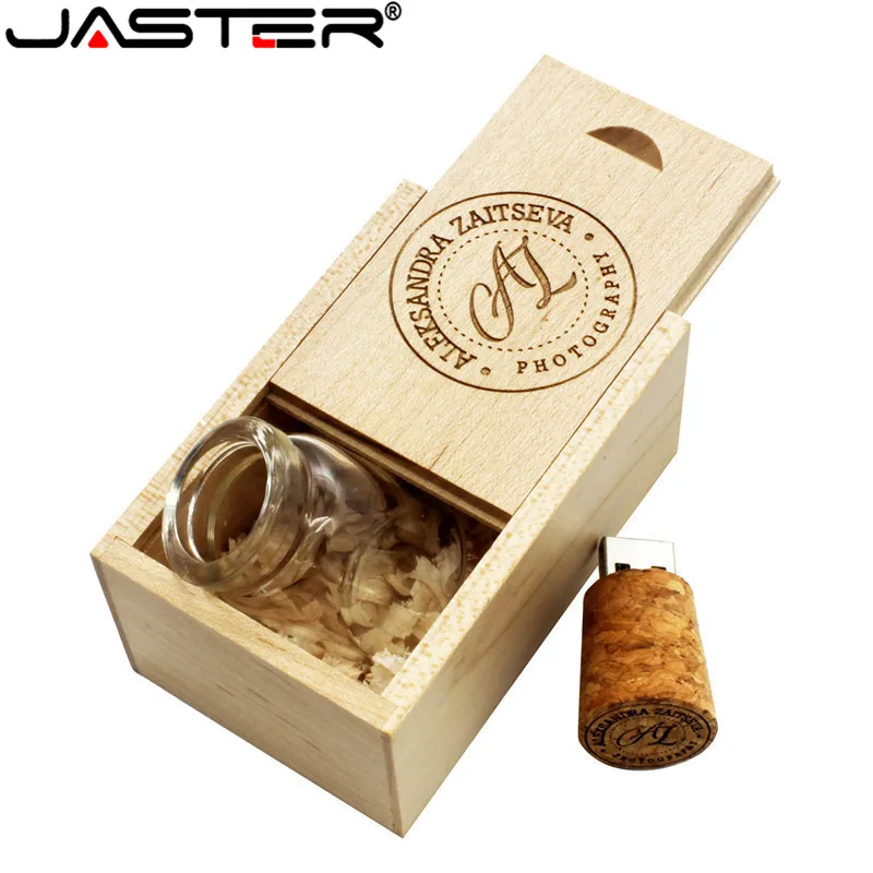 JASTER стеклянный флакон для дрифта с пробковой USB флешкой (прозрачный) флешка 4 ГБ 8 16