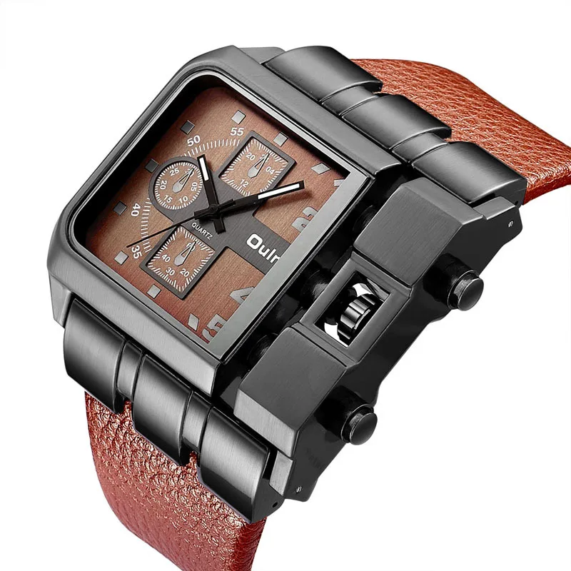 Personalized men's watch retro single core belt multi time zone Watch |