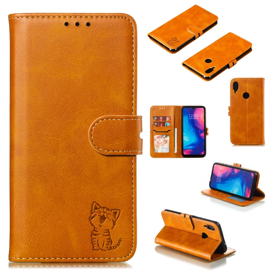 Кожаный чехол книжка с милым котом для Xiaomi Redmi K30 K20 7 Y3 Note 9 7S 8 9T Pro Mi Max3 A3 CC9 E