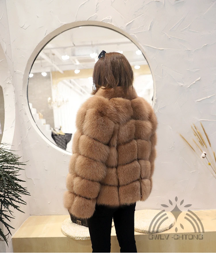 Новинка, модное женское пальто из натурального Лисьего меха, женская теплая куртка из цельной кожи, зимнее пальто, верхняя одежда