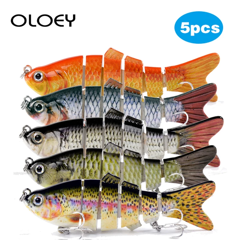 

OLOEY 5Pcs Sinking Wobblers 10cm 17.5g Fishing Lures Multi Jointed Swimbait Hard Bait 6 Segments For Bass Fishing Lure Crankbait