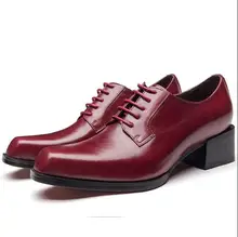 

British Style Simple Solid Color Mens Square Head Leather Shoes 2020 Fashion Business Banquet Lace-up Leather Shoes