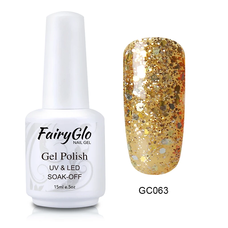 FairyGlo 15 мл Dimond Bling гель для ногтей УФ светодиодный Гель-лак-эмаль для ногтей краска для ногтей Гель-лак Полуперманентная блестящая краска гель лак для ногтей Чернила - Цвет: GC063