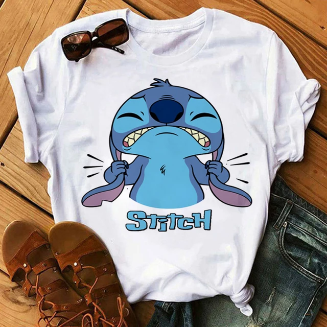 Kawaii Disney Cartoon Stitch T Shirt Men/Women Ohana Lilo Stitch Graphic Tees  Anime Summer Tops Harajuku T-shirt Female 61898