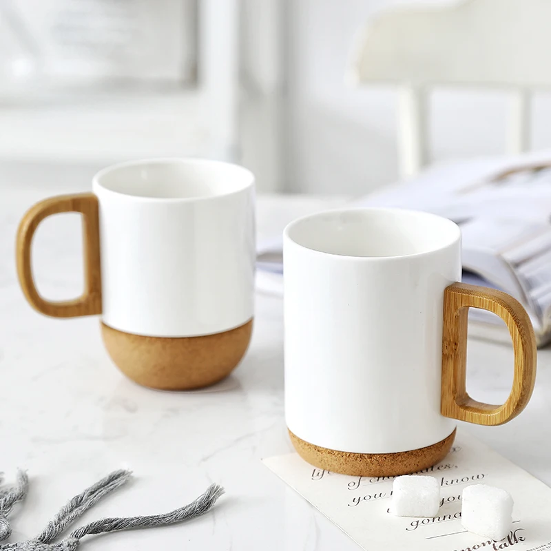 Кружка с бамбуковой ручкой чайная чашка Офисная керамическая кружка из пробки