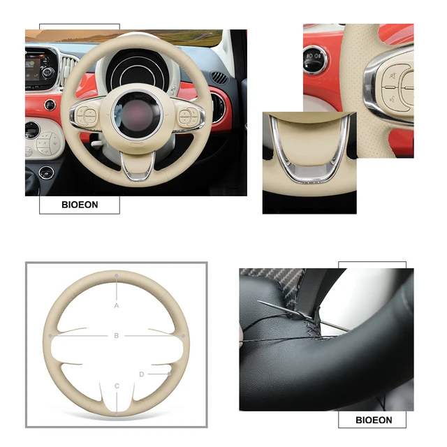 Coprivolante Per Fiat 500 2015-2021 / 500C - Personalizzabile, Pelle Microfibra, Cucito A Mano - Foto 10