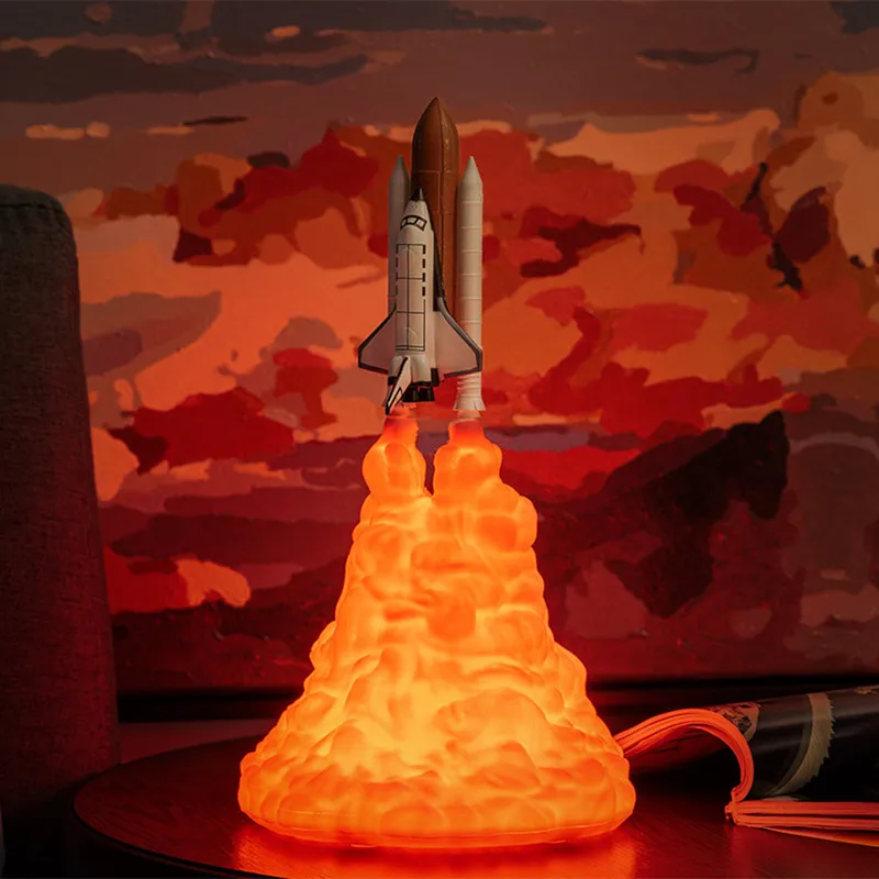 

2019 New Dropshipping 3D Print Space Shuttle Lamp Night Light For Space Fans Lovers Rocket Lamp Bedoom Decoration Gifts