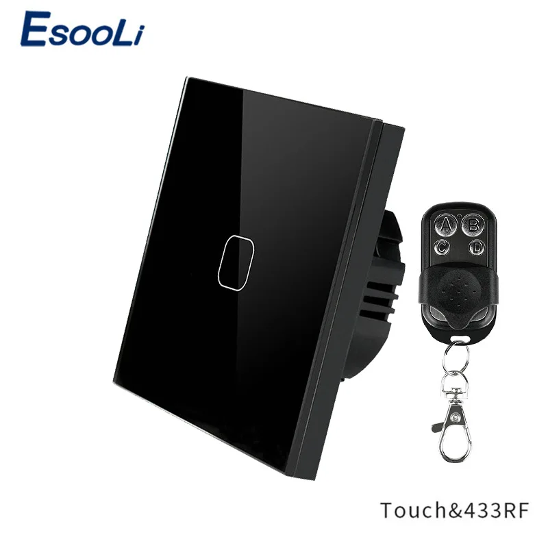 Esooli ЕС/Британский стандарт дистанционного управления Переключатель 1 банда 1 способ RF433 умный настенный переключатель беспроводной пульт дистанционного управления Сенсорный выключатель света