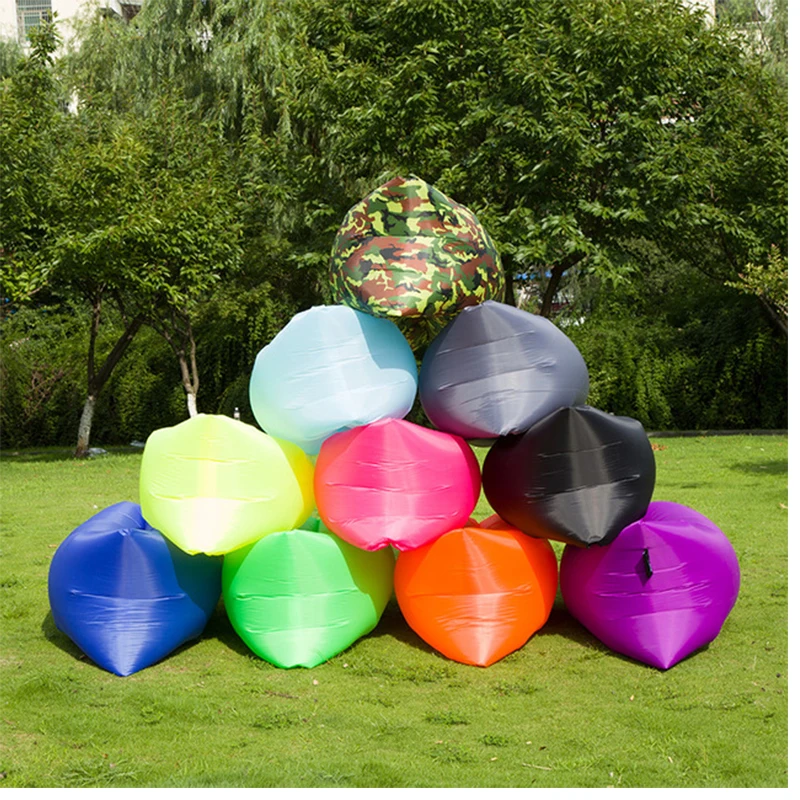 

2020 Hot Sale Fast Inflatable Sofa Lazy Bag Sleeping Bag 230*70cm Camping Portable Air Banana Sofa Beach Bed Air Hammock Nylon