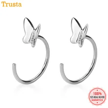 Trustdavis Женская мода, 925 пробы, Настоящее серебро, модные золотые серебряные серьги-гвоздики с бабочкой, подарок для девочек DA323