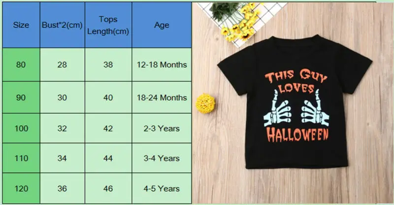 1-5Years Kids Child Baby Girls Boys Halloween Short Sleeve Tops Blouse T Shirt Clothes Costumes