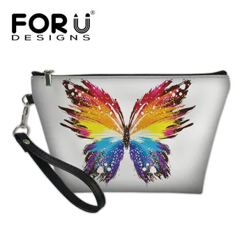 

FORUDESIGNS Cosmetic Bag Casual Zipper Make Up Bag 3D Butterfly PU Makeup Case Organizer Storage Pouch Toiletry Wash Kit Bags