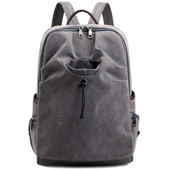 

New Canvas Male Large Capacity Student Backpack Travel Female Backpack Computer Bag Folds Leisure Kettle Bag Gray