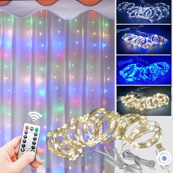 3M * 3 300 Led Fairy Lights Garland Gordijn Lamp Afstandsbediening Usb Lichtslingers Nieuwe Jaar Led Strip slaapkamer Decor Vakantie Lightin