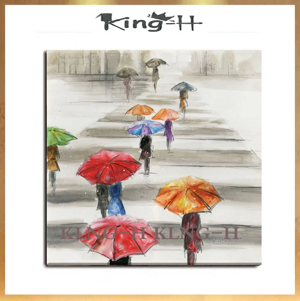 100% pintado a mano Envio gratis pintura al óleo sobre lienzo arte de pared hecho imperno paisaje lluvia foto dos p | Дом и сад